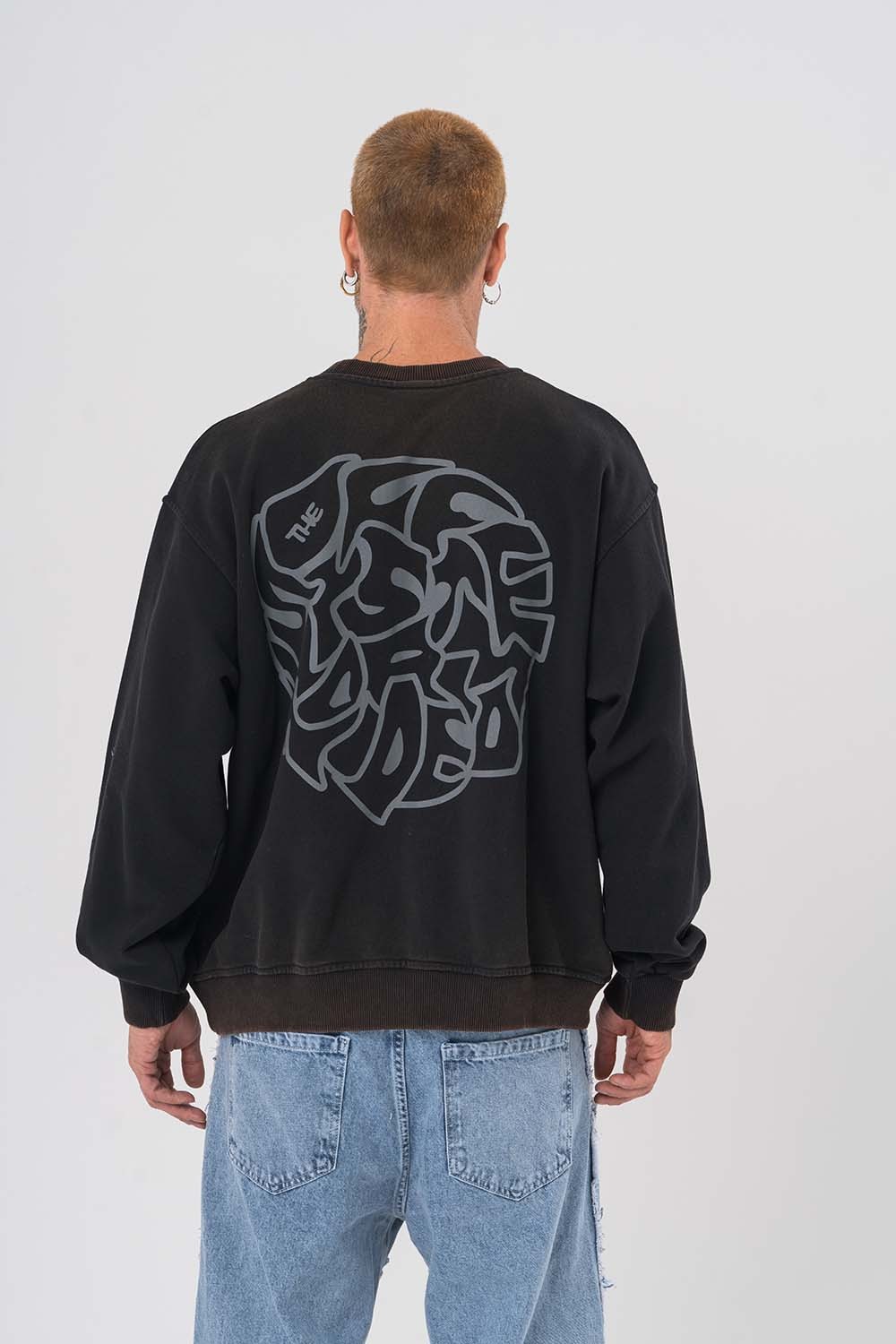 Sword Yıkamalı Bisiklet Yaka Sweatshirt