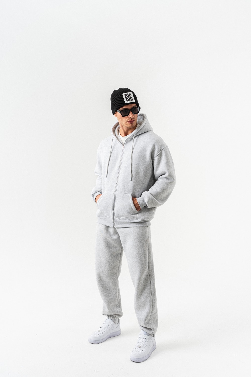 Fynor Fermuarlı Sweatshirt Hoodie ve Jogger Eşofman Takımı - Grimelanj