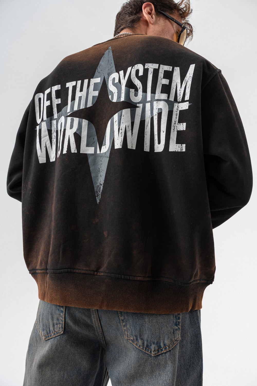 Worldwide Yıkamalı Bisiklet Yaka Sweatshirt