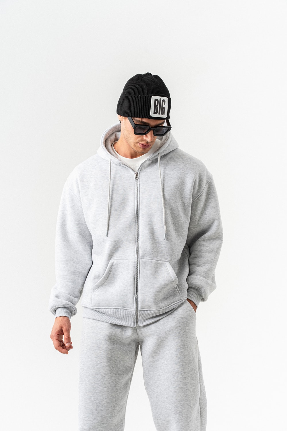 Fynor Fermuarlı Sweatshirt Hoodie ve Jogger Eşofman Takımı - Grimelanj