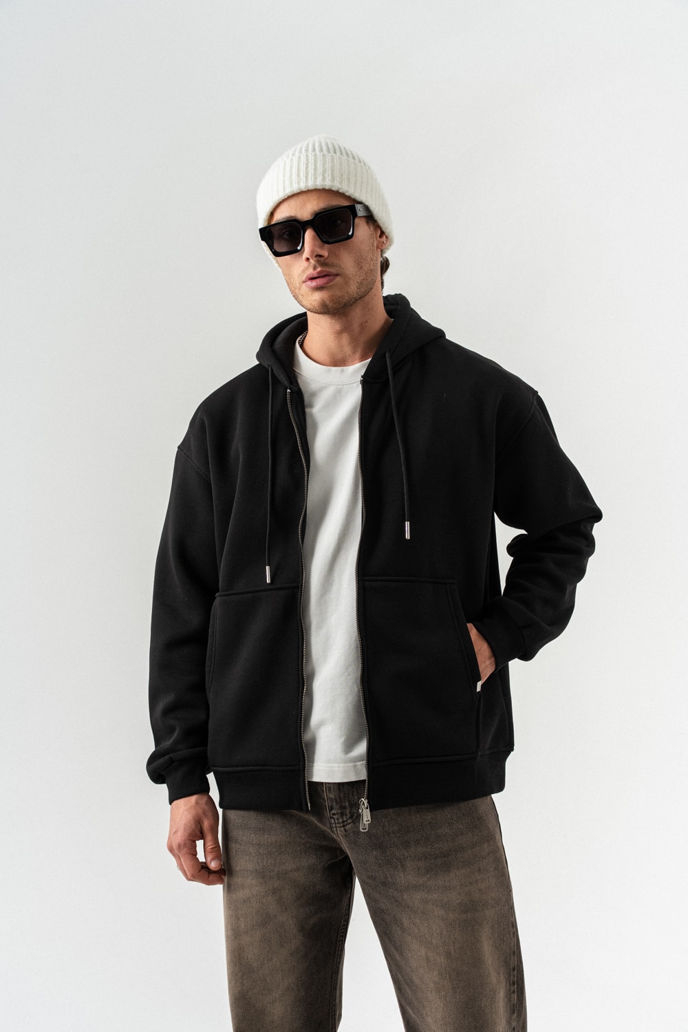 Basebag Fermuarlı ve Sırt Çantası Detaylı Kapüşonlu Sweatshirt (Bere Hediyeli)