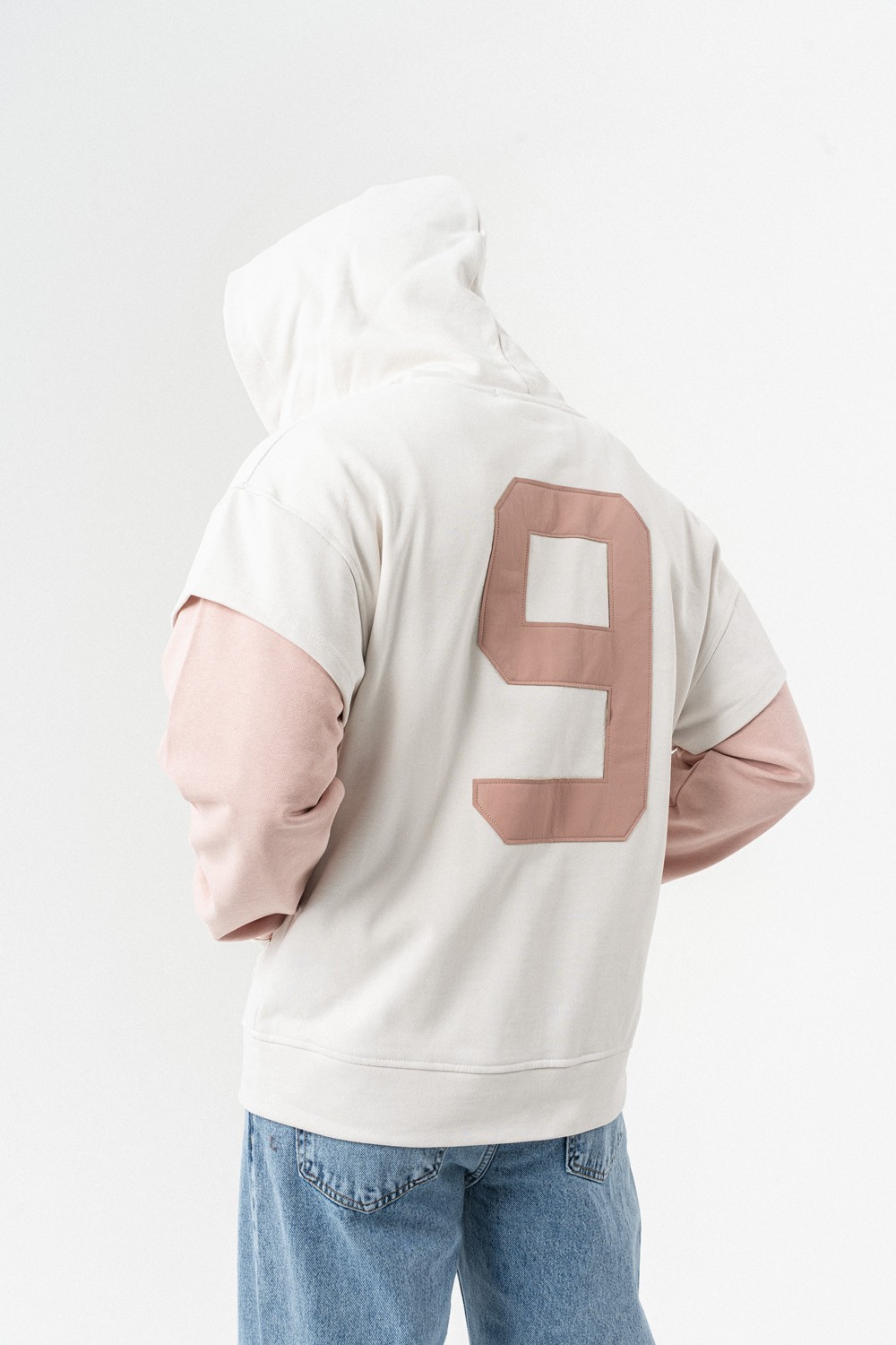 Patriot 9 Premium Deri Detay Fermuarlı Sweatshirt Hoodie - Ekru