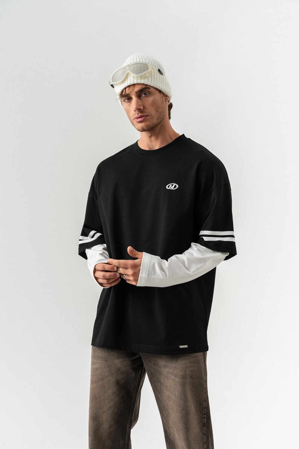Soical Mode Bisiklet Yaka Birleşik Sweatshirt