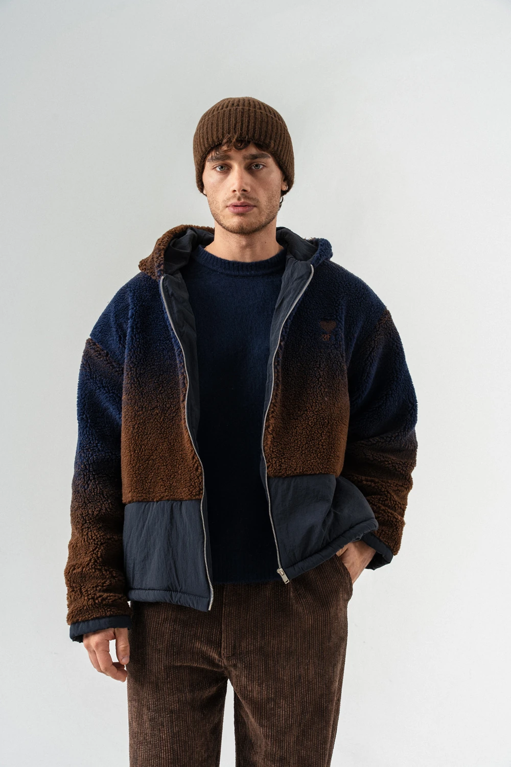 Grayscale Fermuarlı Polar Mont