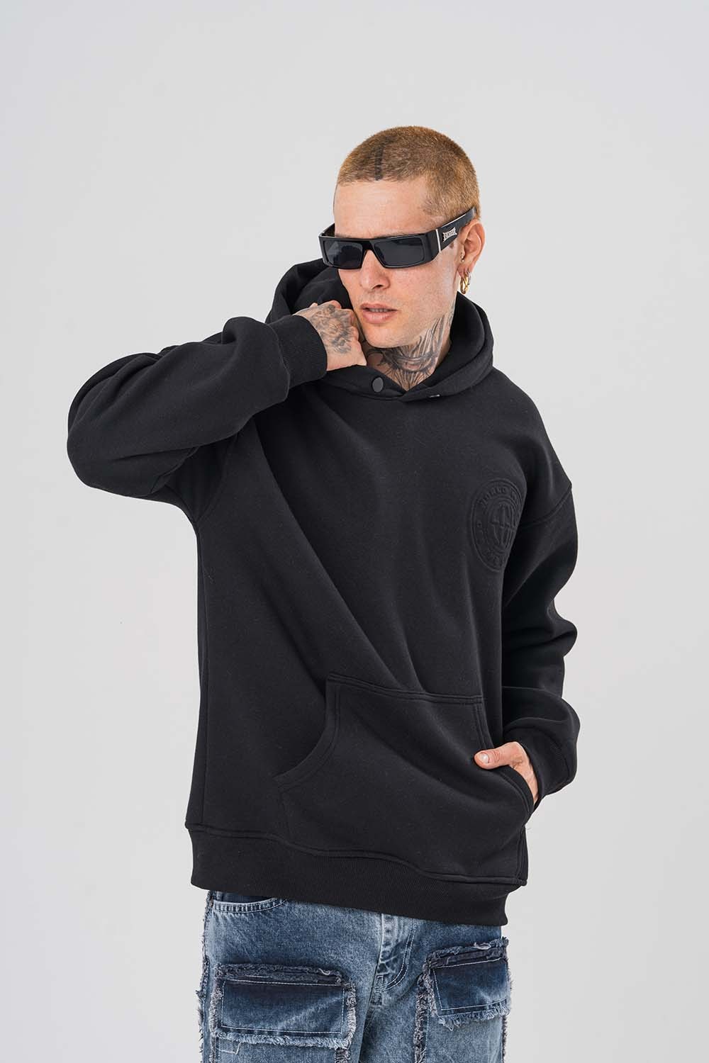 World Kabartma Detaylı Gramajlı Kapüşonlu Sweatshirt