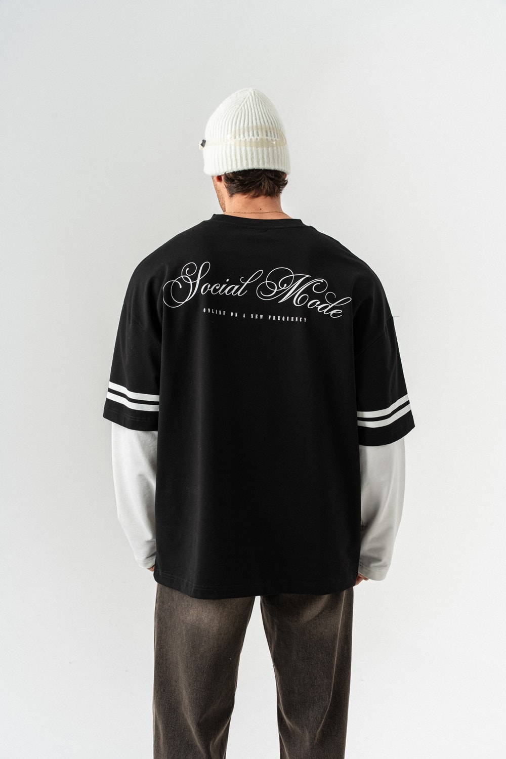 Soical Mode Bisiklet Yaka Birleşik Sweatshirt