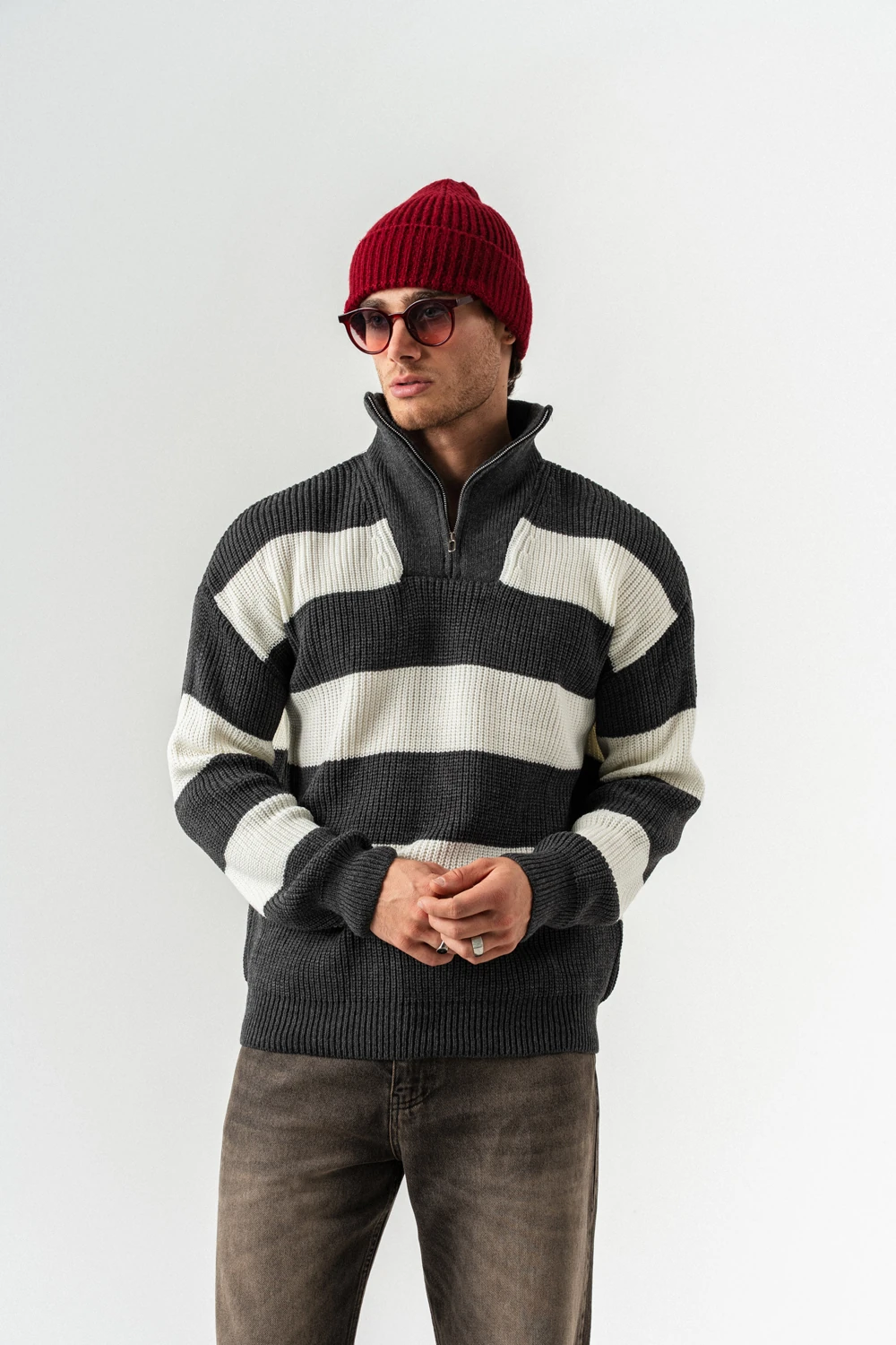 Haven Yarım Fermuarlı Polo Yaka Kazak