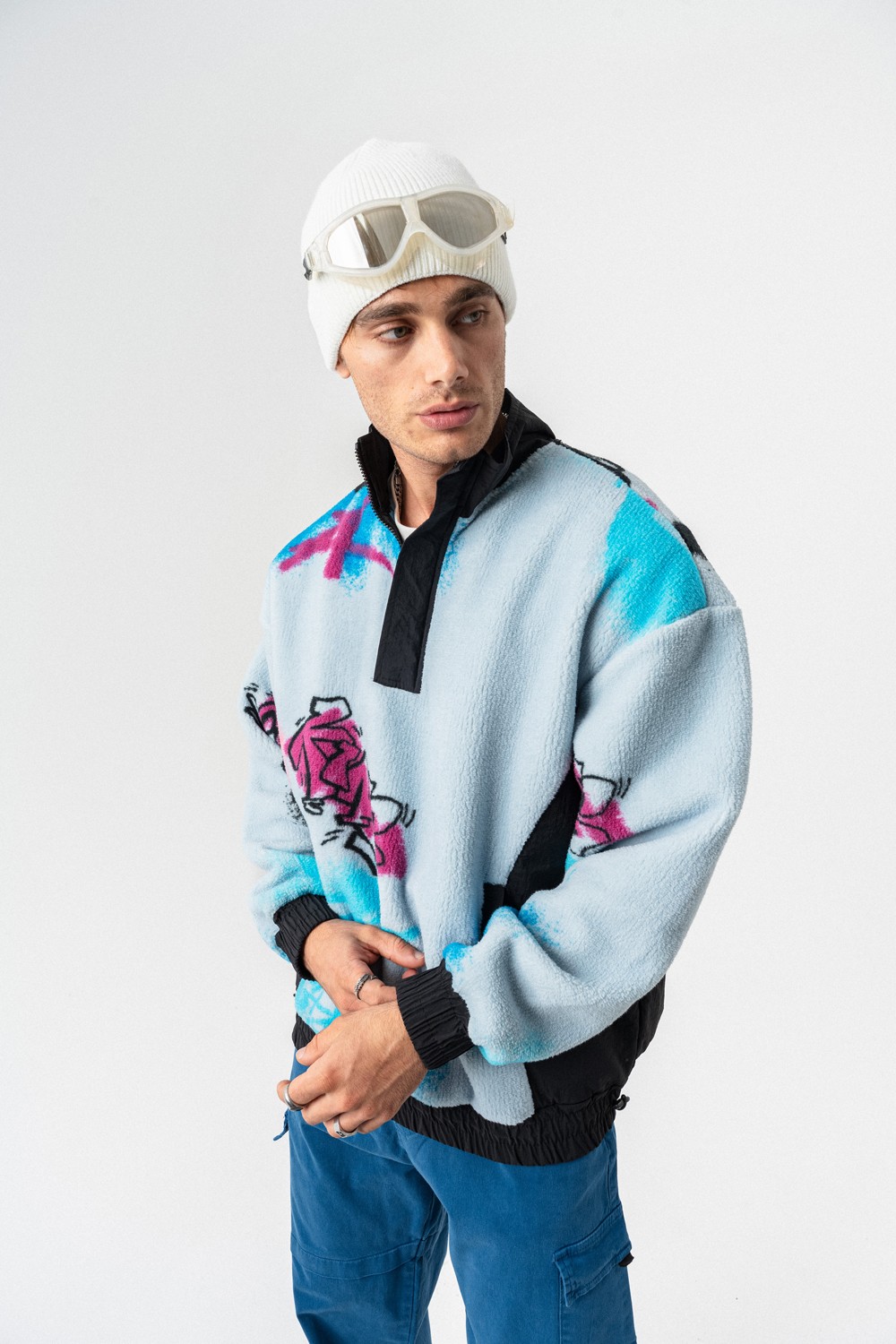 Glacier Peluş Sweatshirt - Mavi