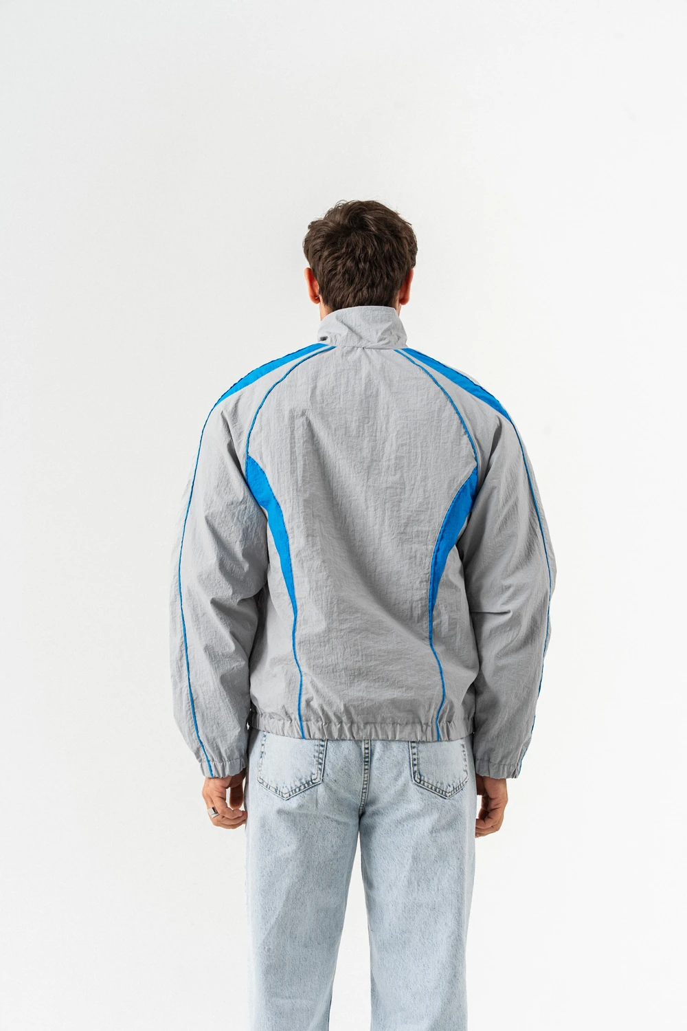 Nightrun Paraşüt Kumaş Fermuarlı Vintage Rüzgarlık Mont - Gri