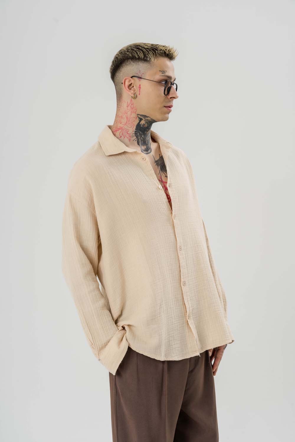 Raffaele Oversize Müslin Keten Gömlek