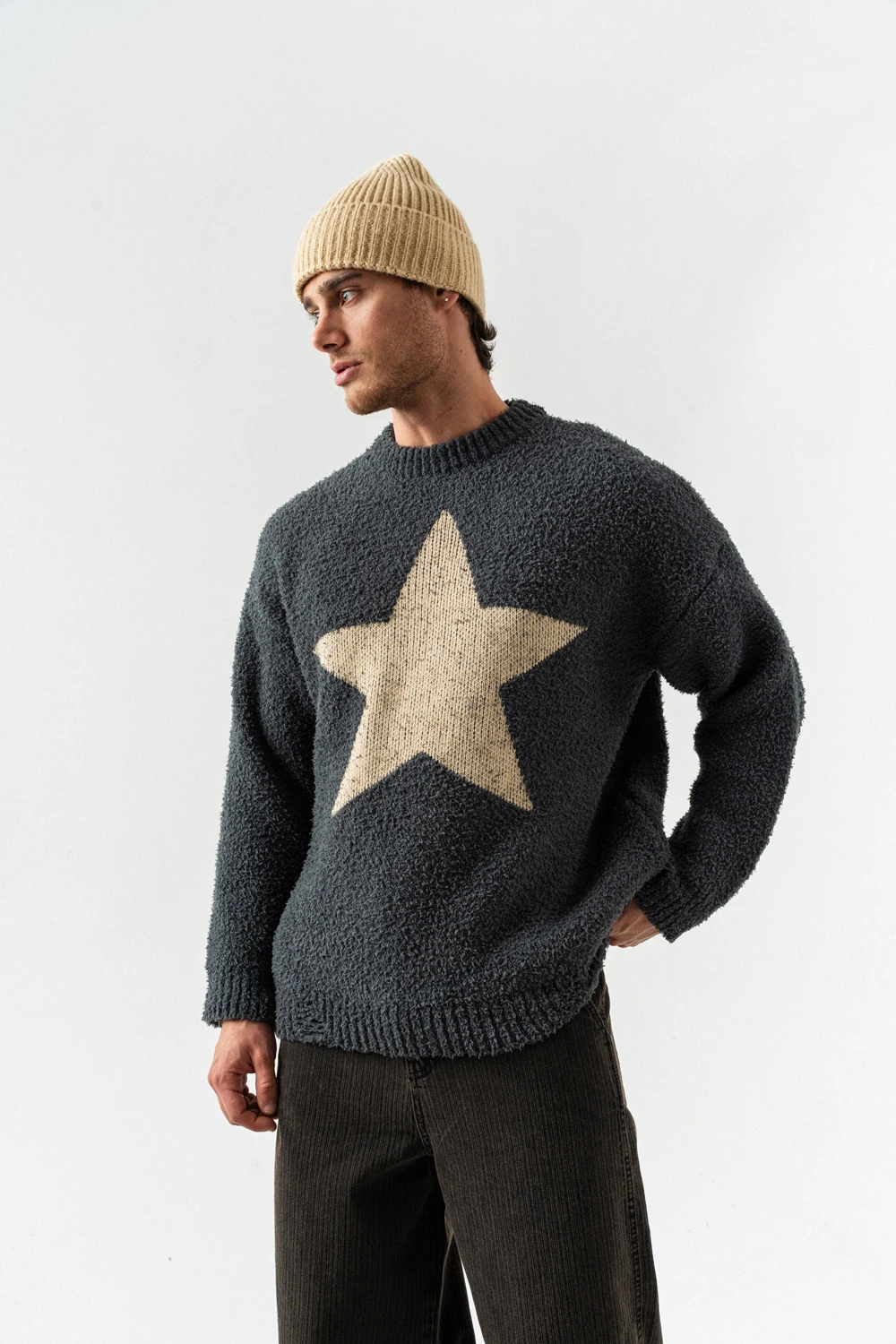 Star Bisiklet Yaka Teddy Kumaş Kazak