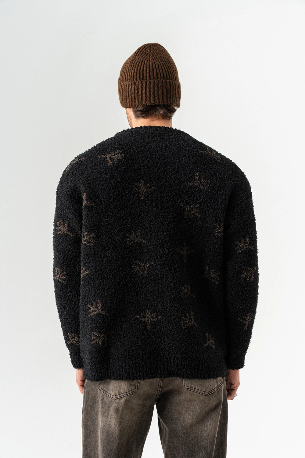 Deer Bisiklet Yaka Teddy Kumaş Kazak