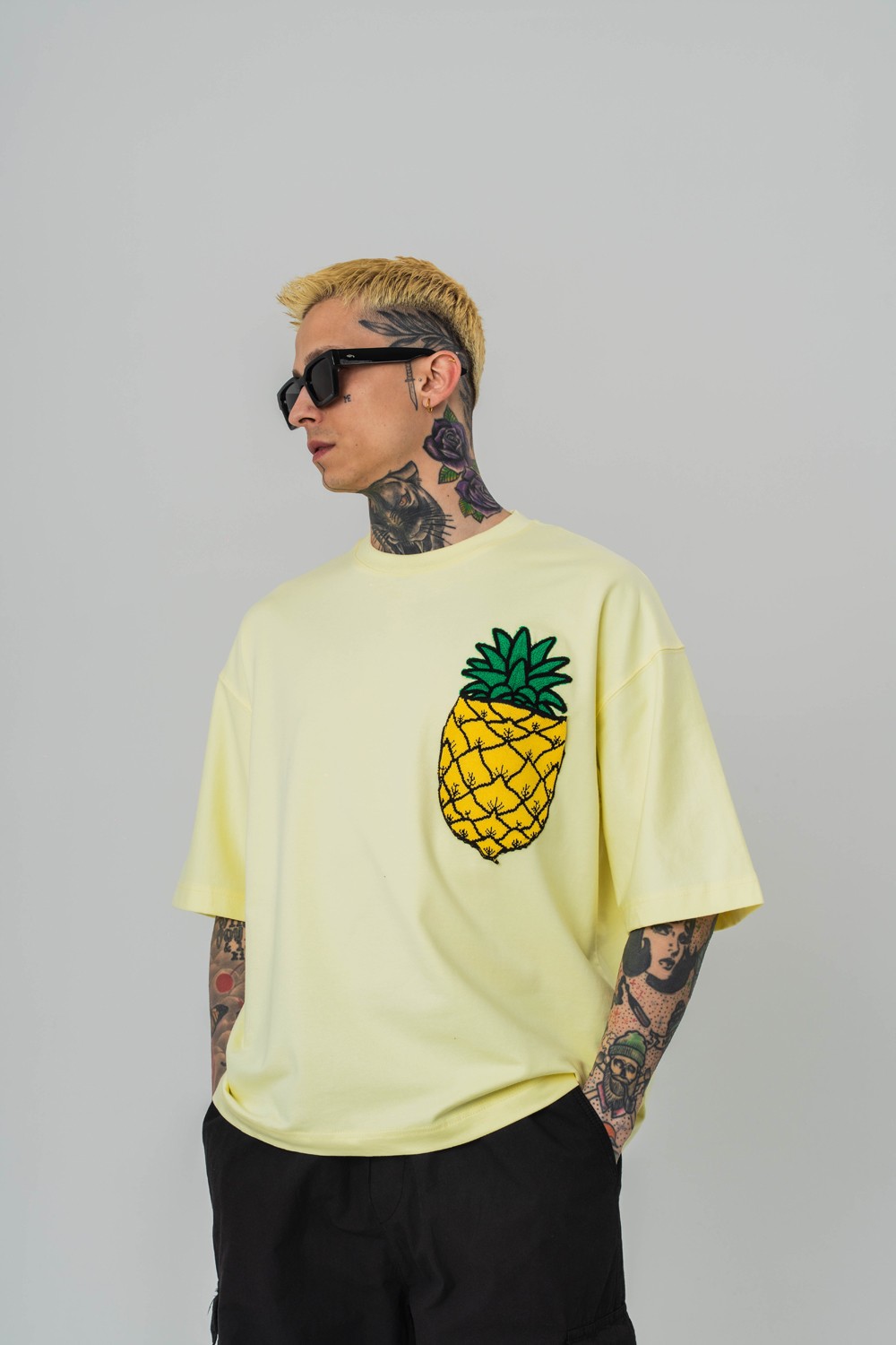 Pineapple Nakış Cep Detaylı Oversize T-shirt