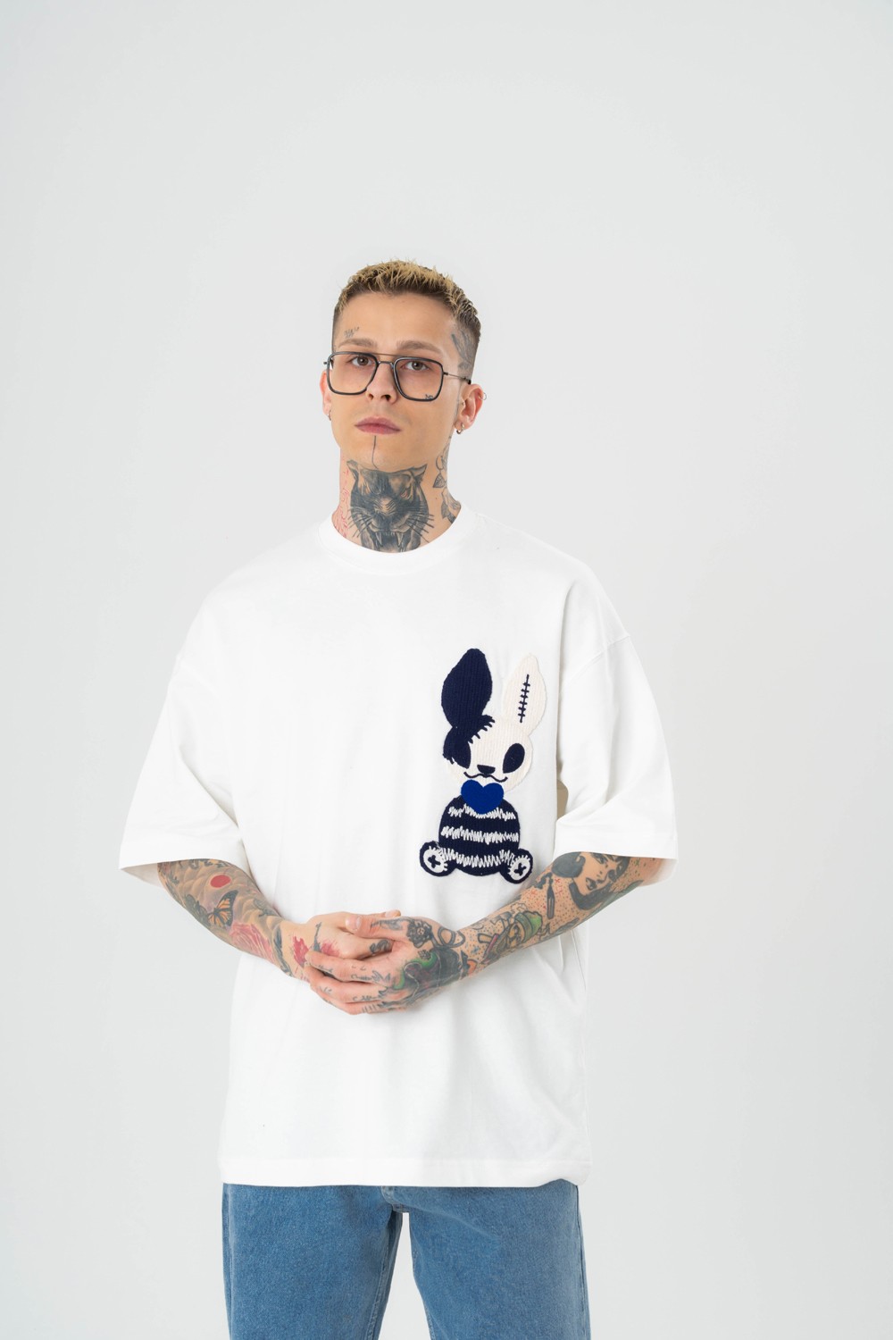Love Rabbit Nakış Detaylı Oversize T-shirt