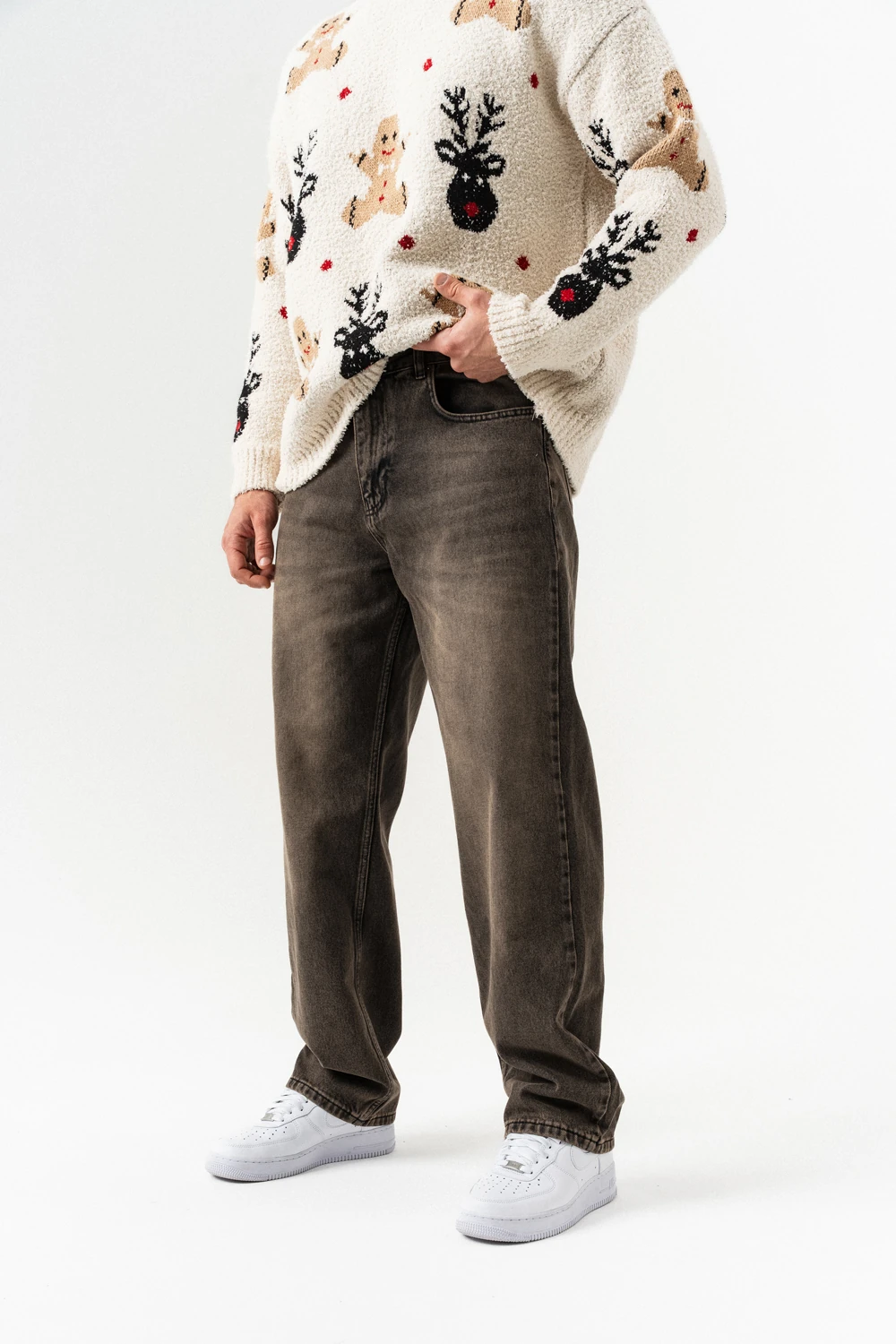 Fuzzy Jean Baggy Pantolon