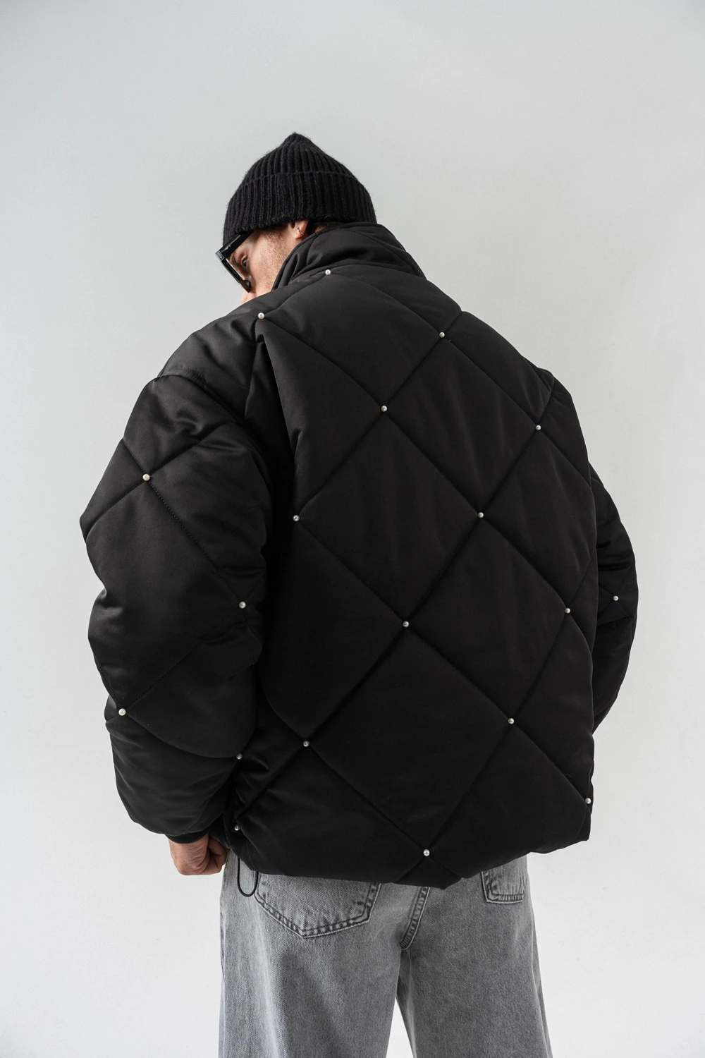 Diamond Pearl İnci Detaylı Kapitone Şişme Mont