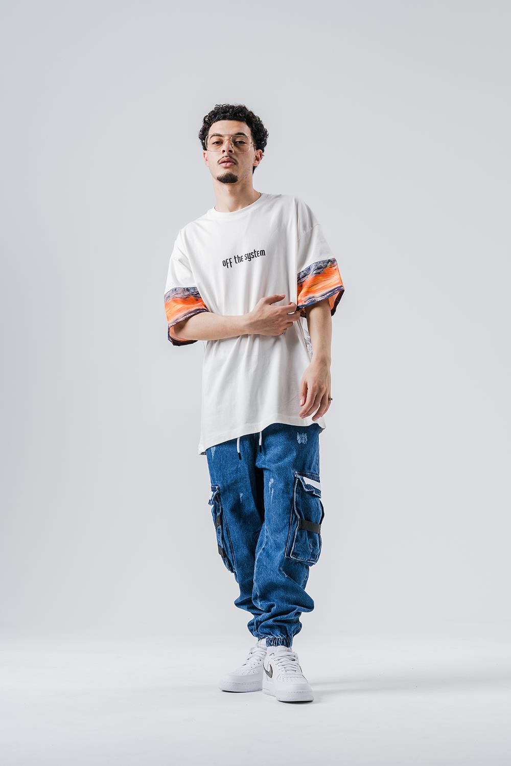 Kaws  Kol Detaylı Bisiklet Yaka Oversize T-shirt