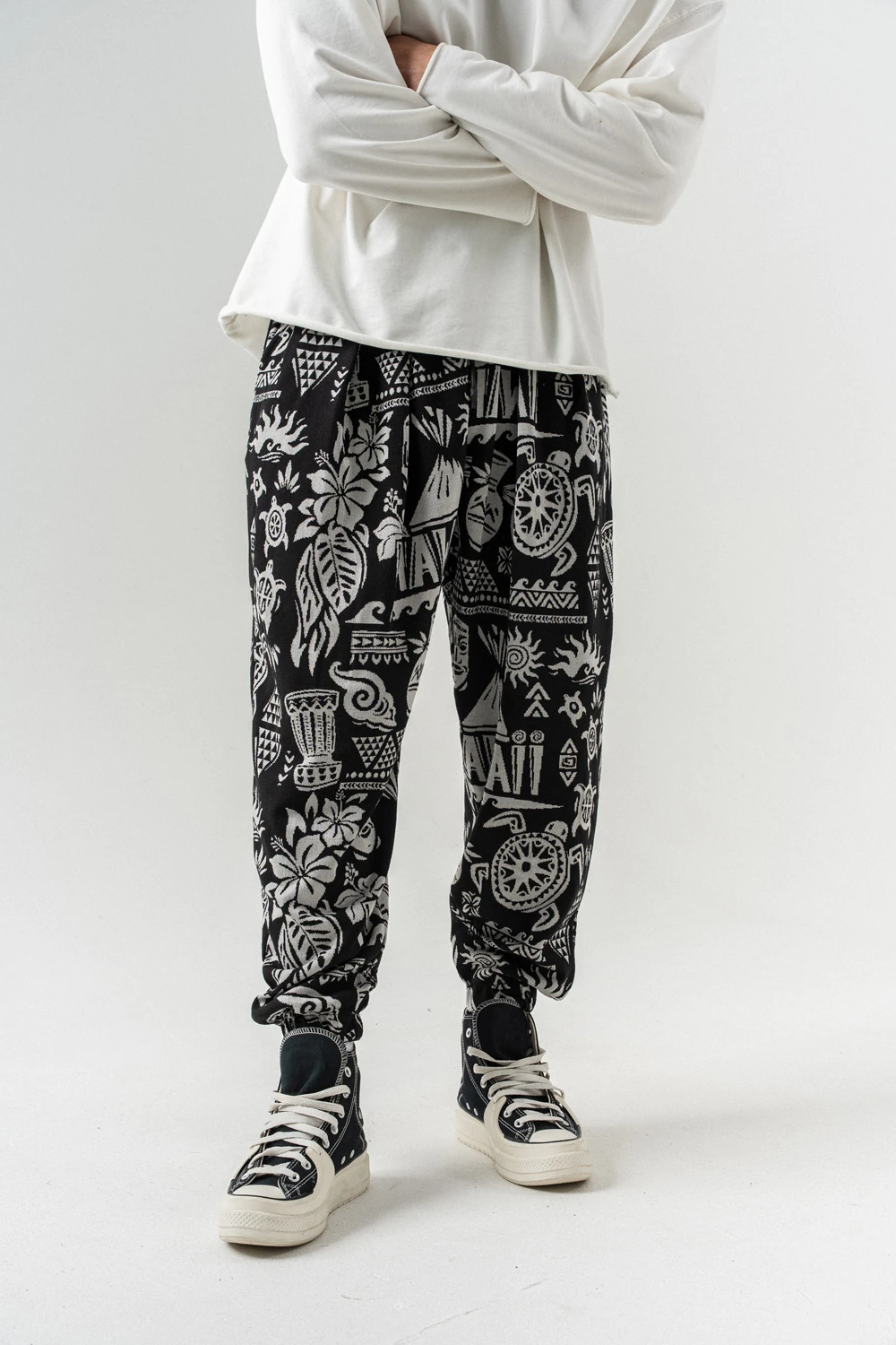 Hawaii Bel ve Paça Lastikli Pileli Şalvar