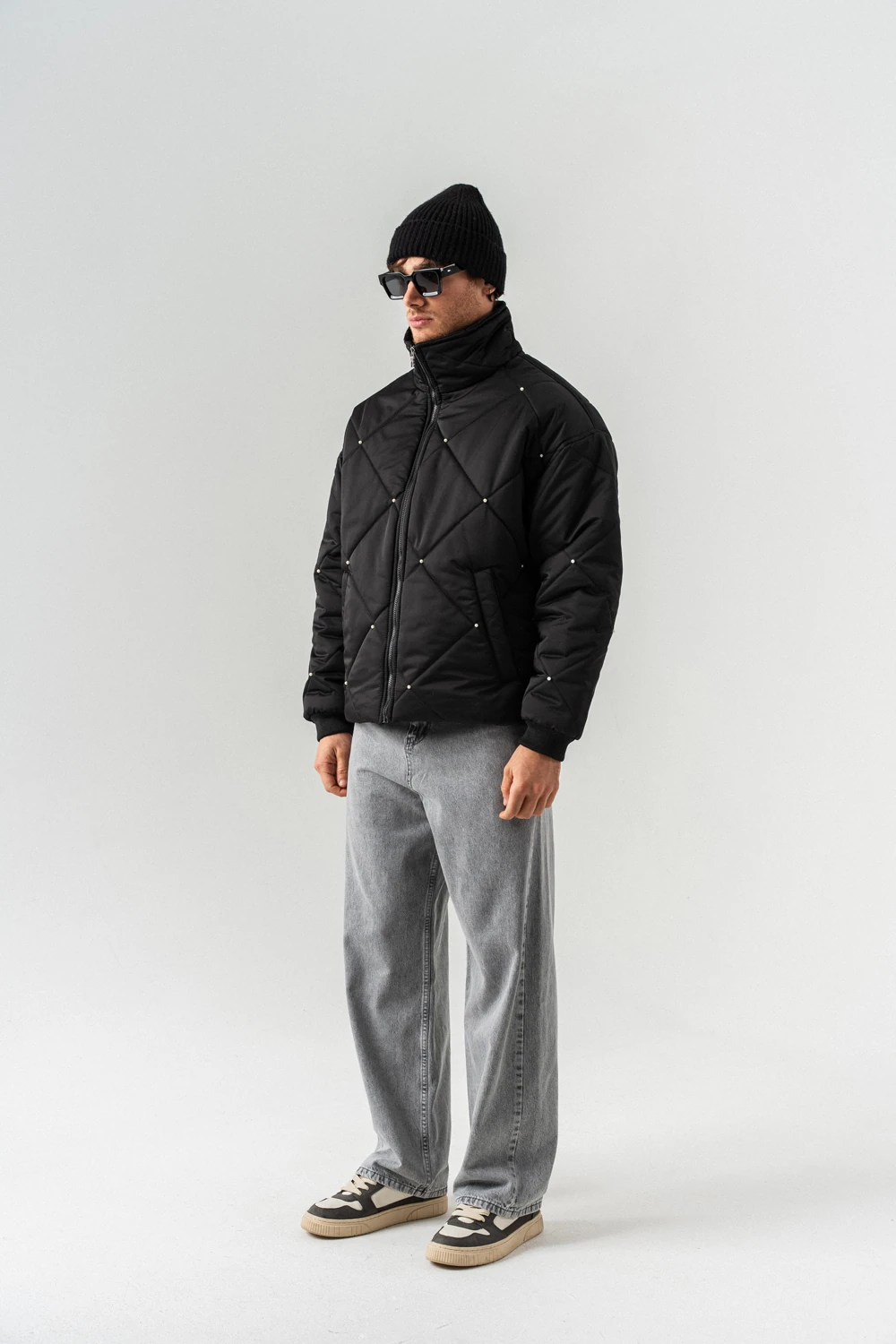 Diamond Pearl İnci Detaylı Kapitone Şişme Mont