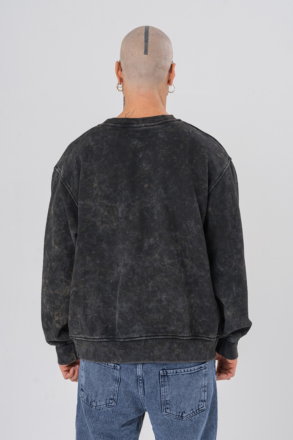 Darkness Yıkamalı Kısa Oversize Sweatshirt