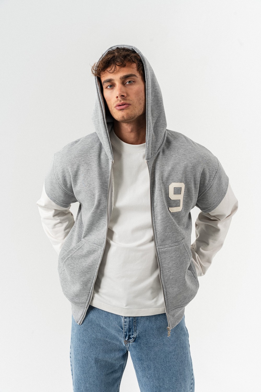 Patriot 9 Premium Deri Detay Fermuarlı Sweatshirt Hoodie - Grimelanj