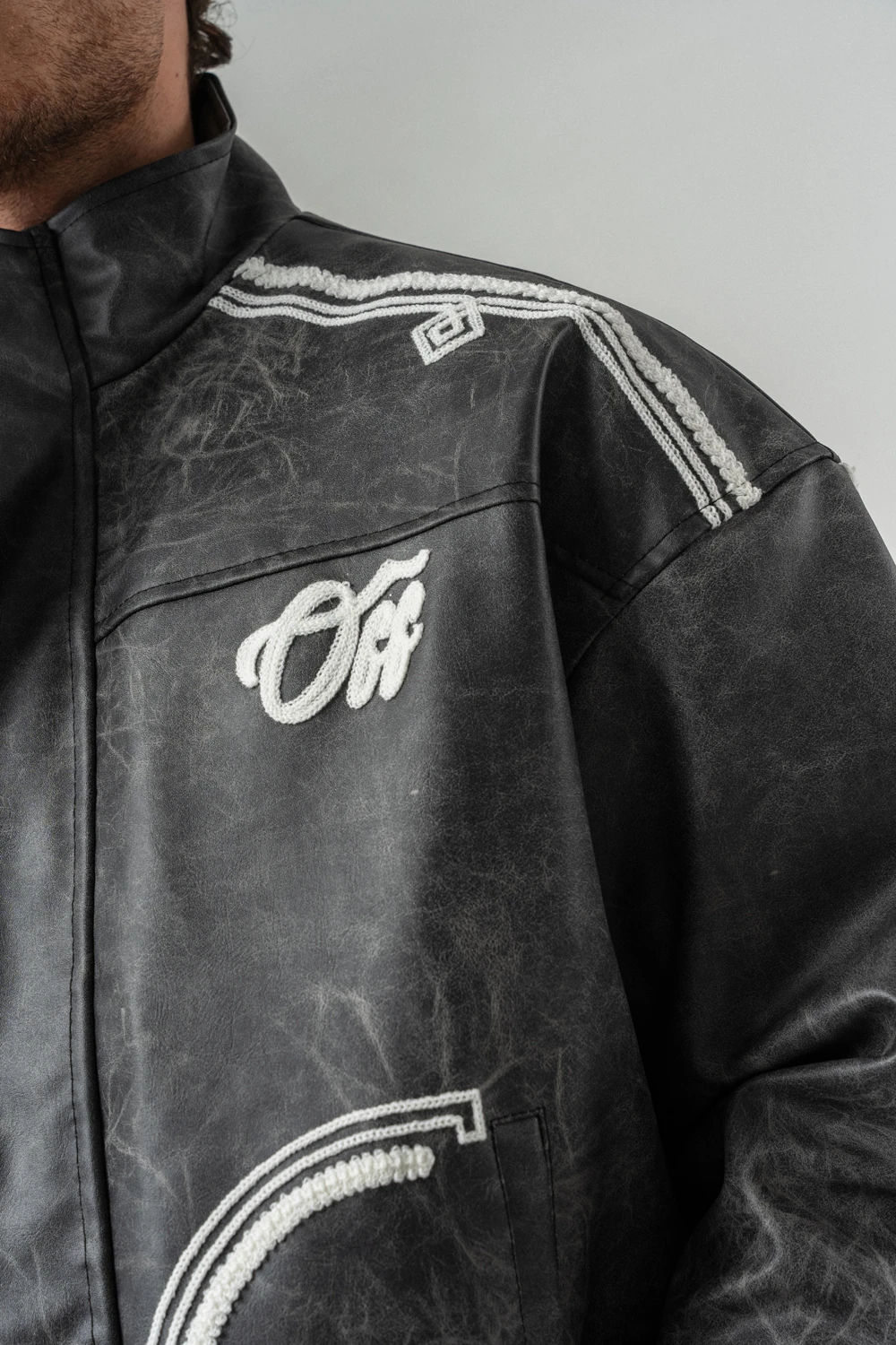 Stonepath Cep ve Nakış Detaylı Deri Mont