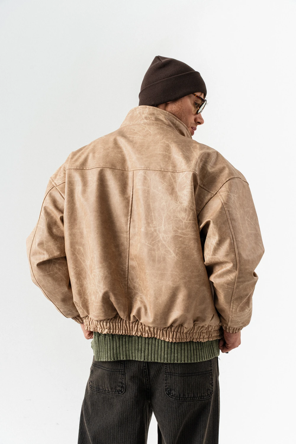 Overrun Fermuar ve Kapamalı Deri Mont