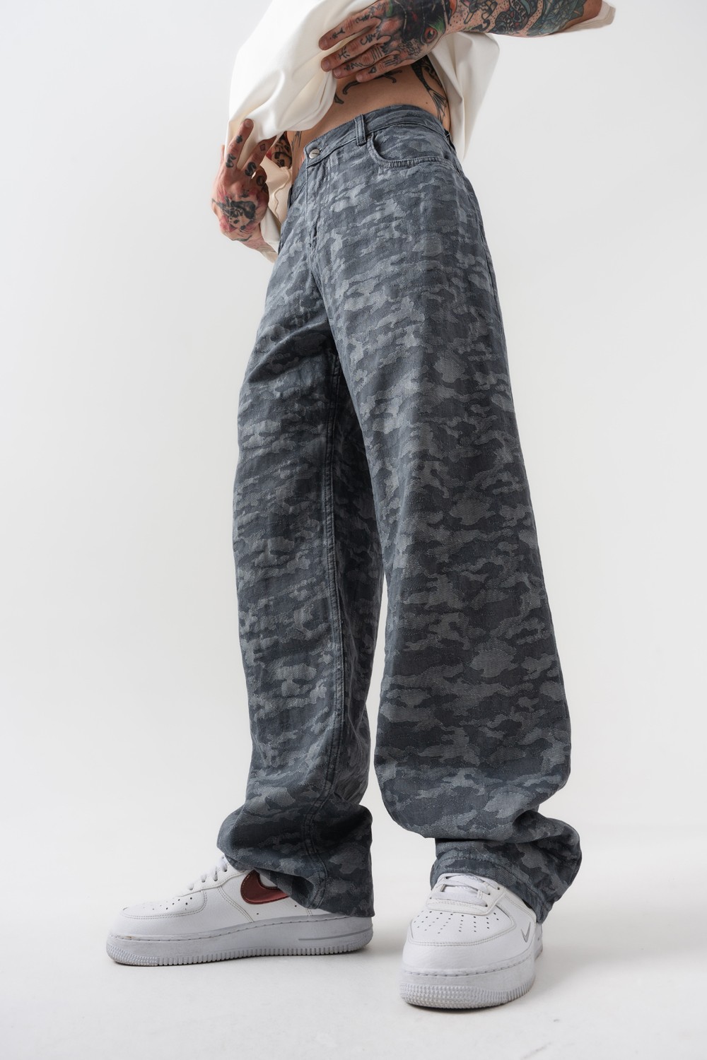 Cloud Nakış Detaylı Jean Baggy Pantolon