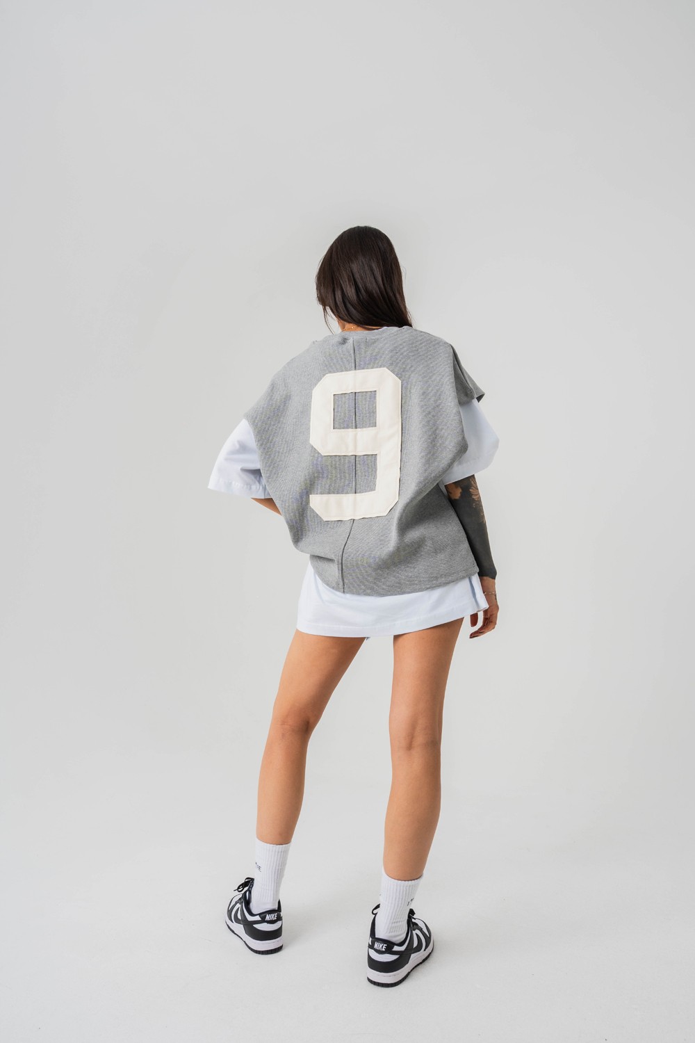 Patriot 9 Premium Oversize Crop ve T-shirt Bir Arada 2'li Set - Gri