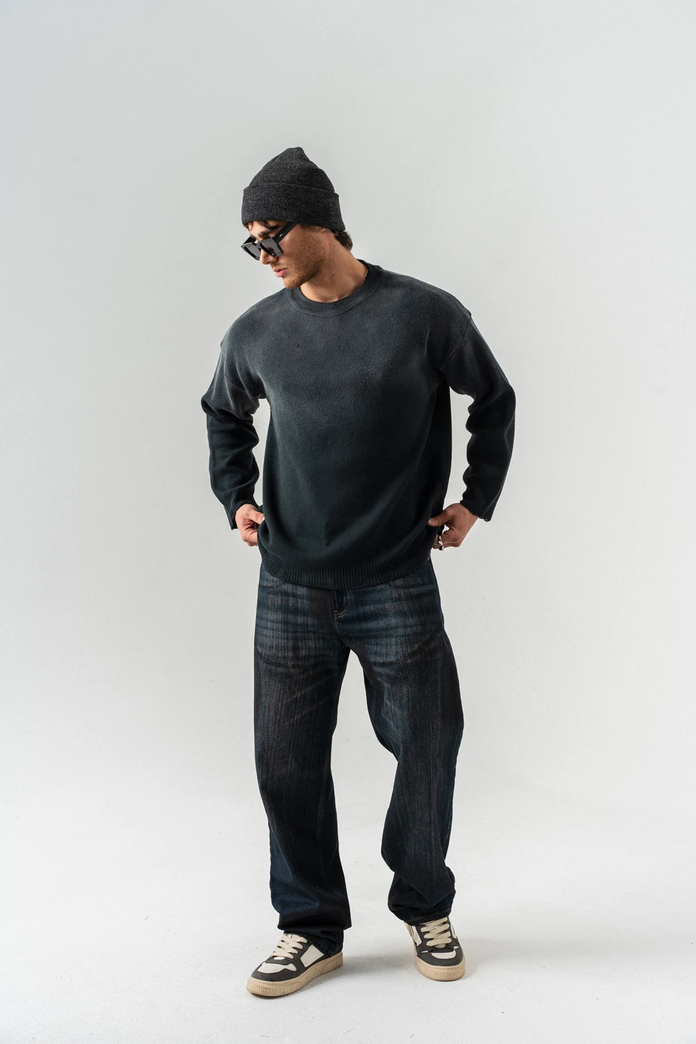 Grimshade Eskitme Detaylı Bisiklet Yaka Triko Kazak