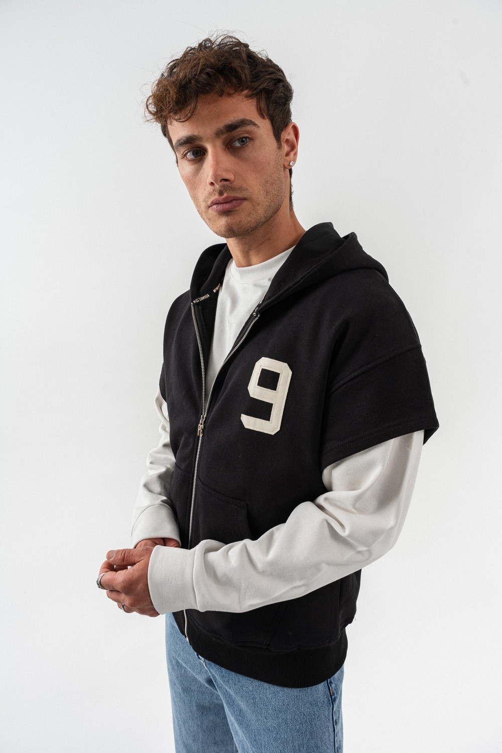 Patriot 9 Premium Deri Detay Fermuarlı Sweatshirt Hoodie