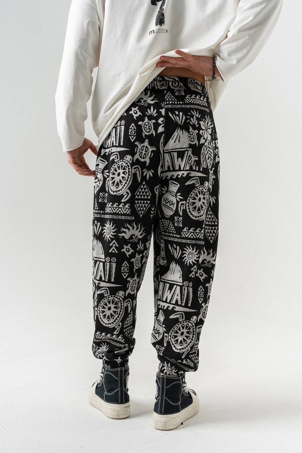 Hawaii Bel ve Paça Lastikli Pileli Şalvar