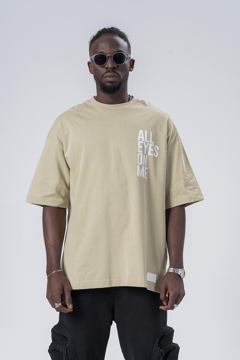 All Eyes On Me Bisiklet Yaka Oversize T-shirt