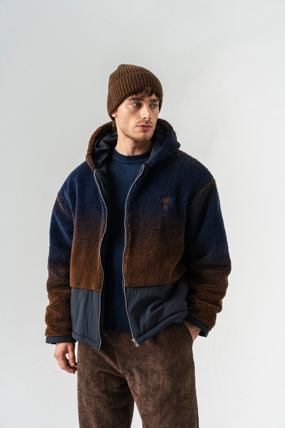 Grayscale Fermuarlı Polar Mont