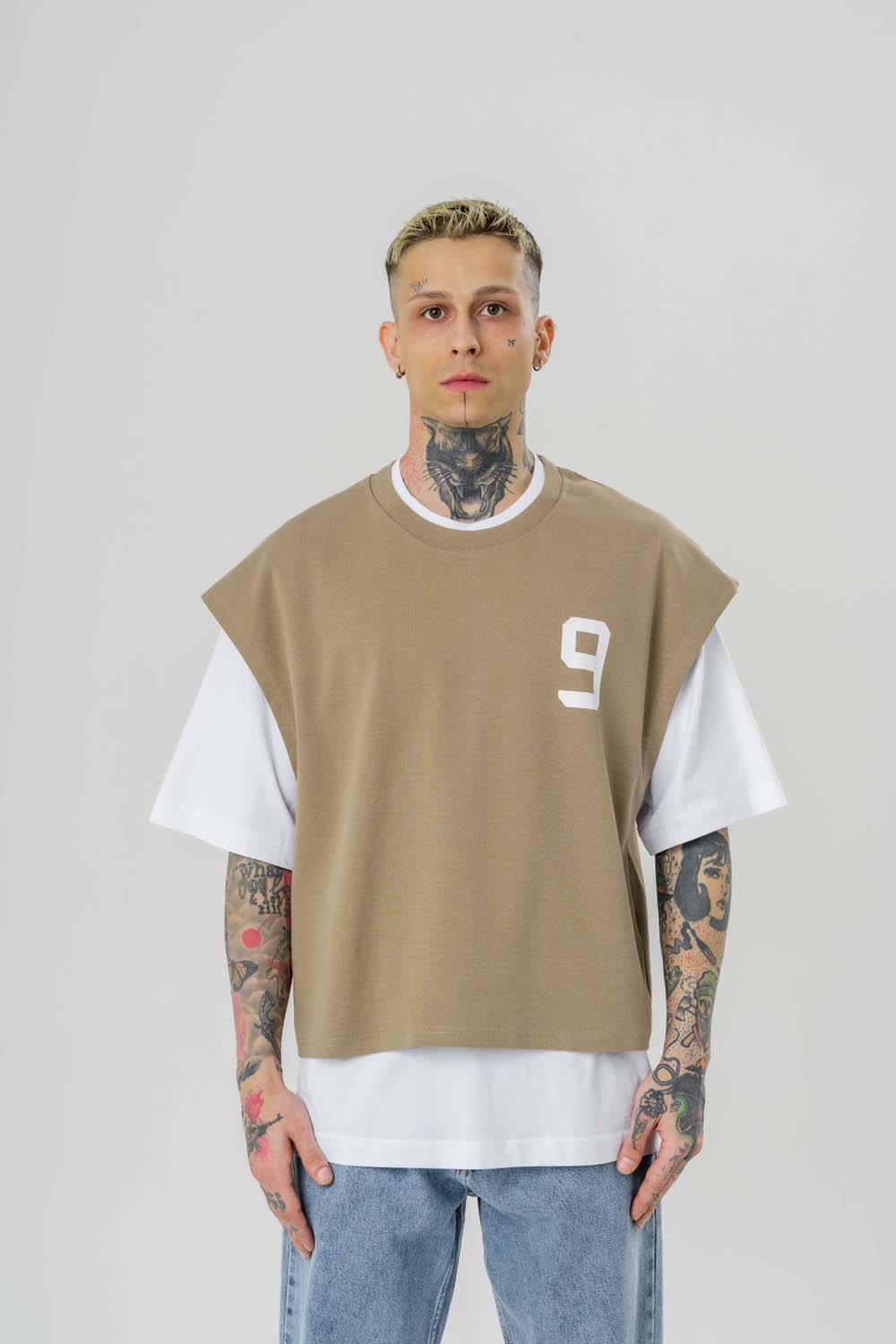 9Riot Premium Oversize Crop ve T-shirt Bir Arada 2'li Set