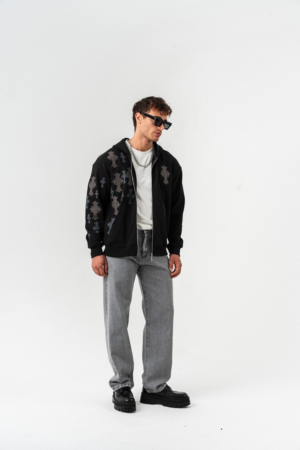 Grafflow Nakış Detay Fermuarlı Sweatshirt Hoodie