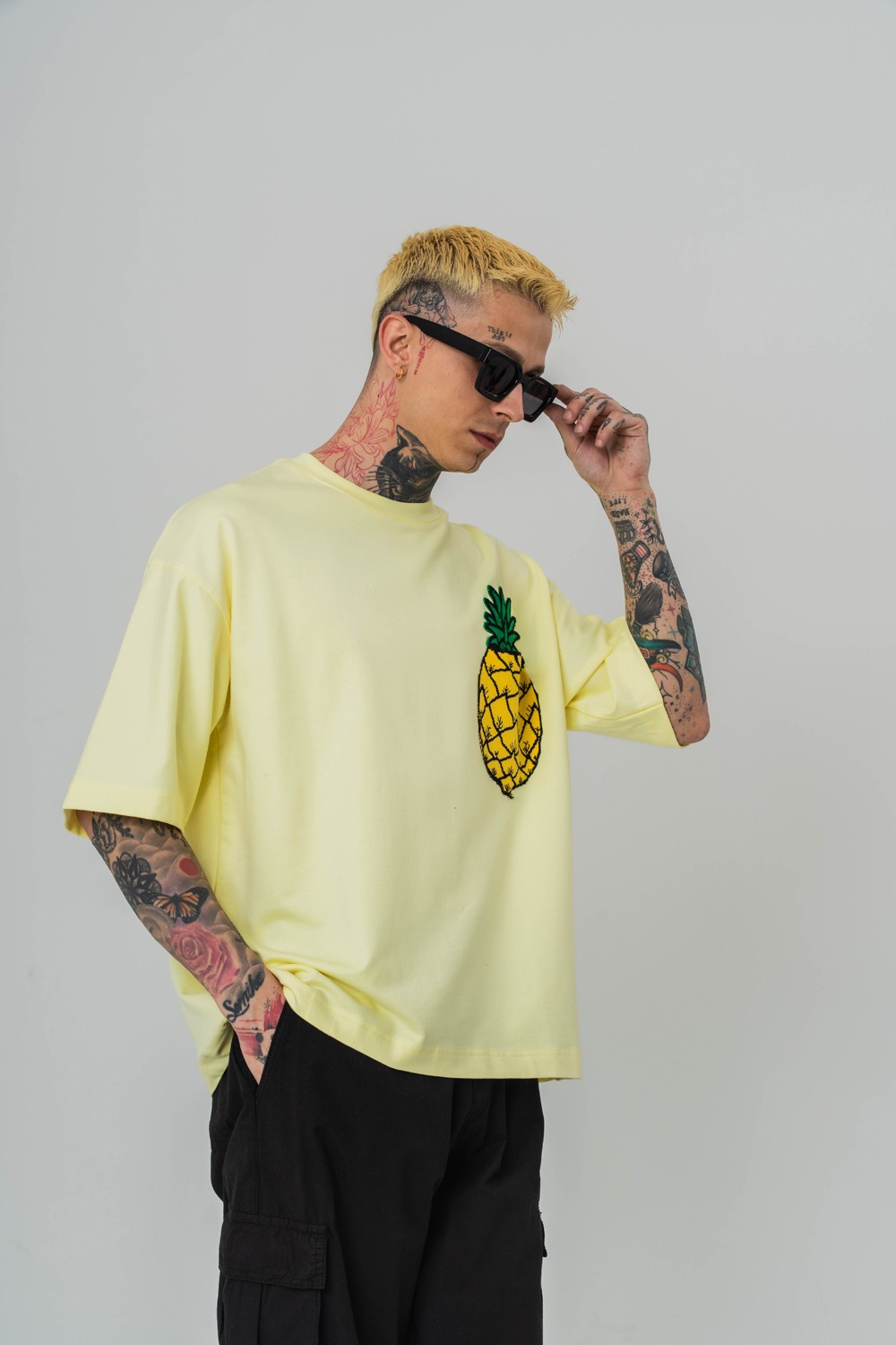 Pineapple Nakış Cep Detaylı Oversize T-shirt