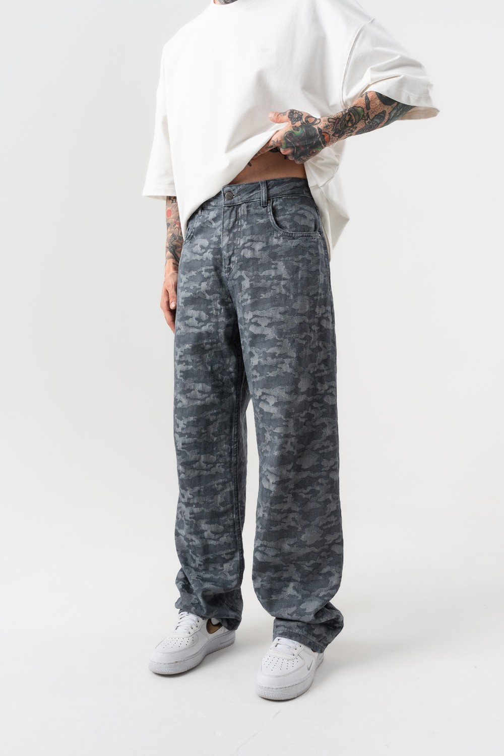 Cloud Nakış Detaylı Jean Baggy Pantolon