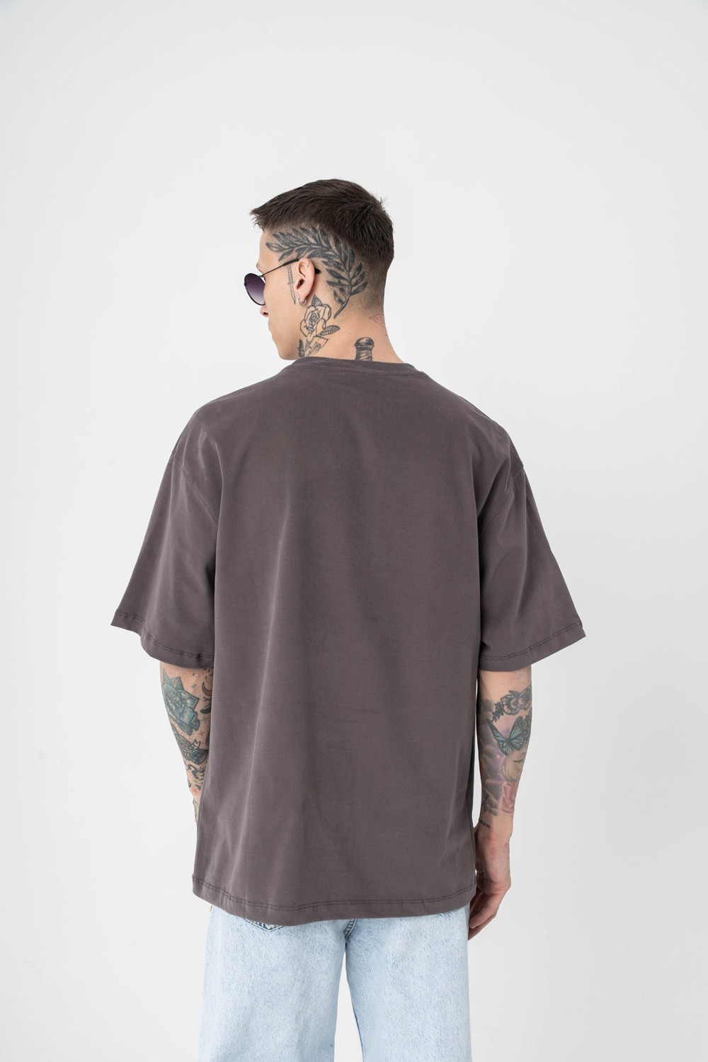 Basic Fırçalı Kumaş Oversize T-shirt