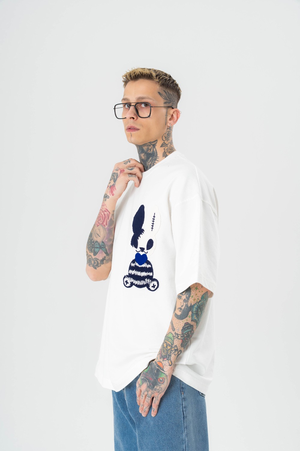Love Rabbit Nakış Detaylı Oversize T-shirt