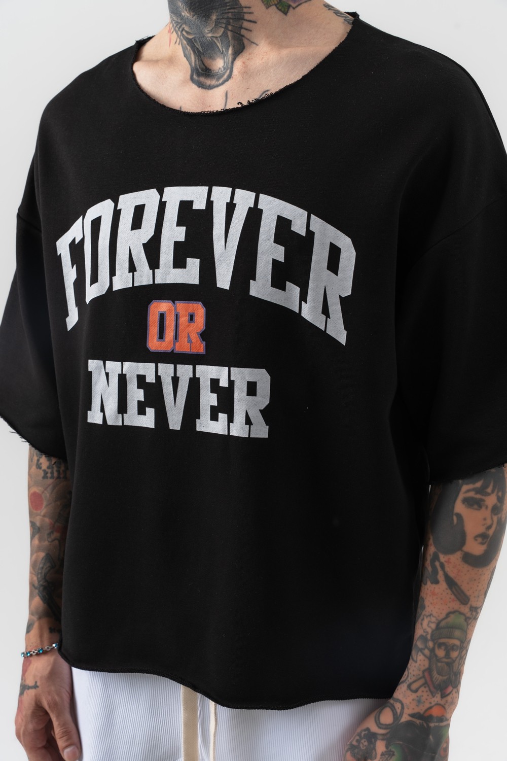 Never Oversize Crop T-shirt - Siyah
