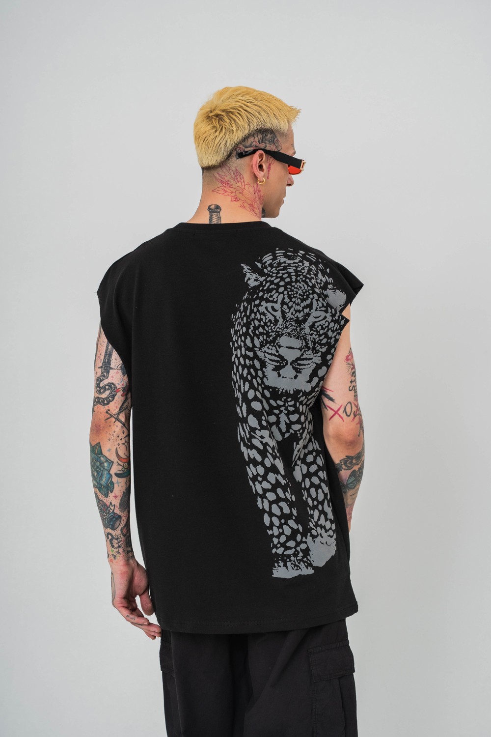 Pars Kolsuz Oversize T-shirt - Siyah