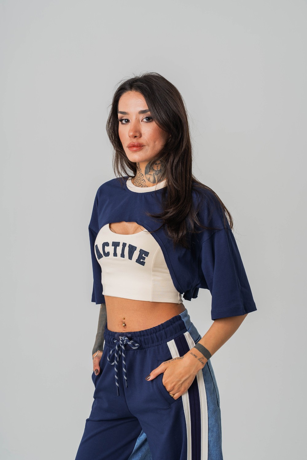 Active Crop + Kadın T-shirt 2'li Set