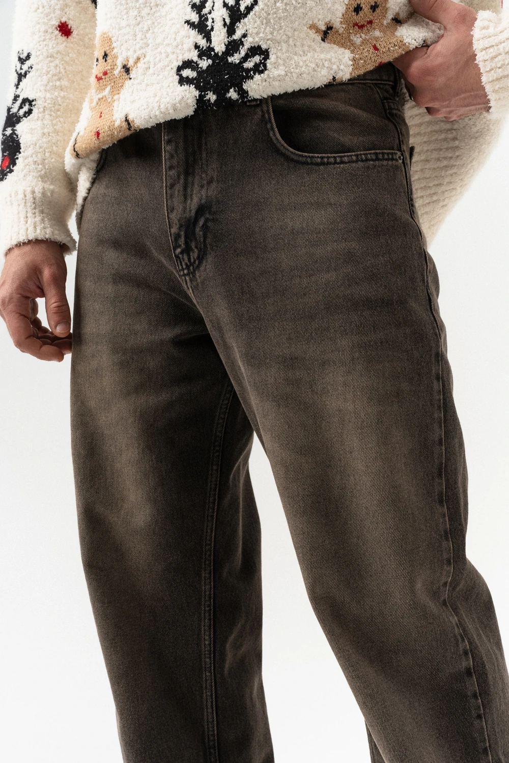 Fuzzy Jean Baggy Pantolon