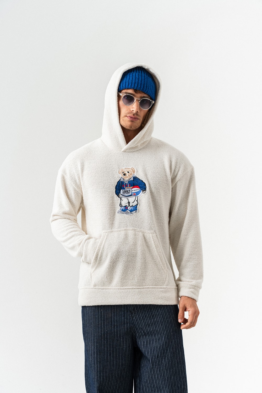 Sporsbear Havlu Kumaş Patchli Kapüşonlu Sweatshirt Hoodie