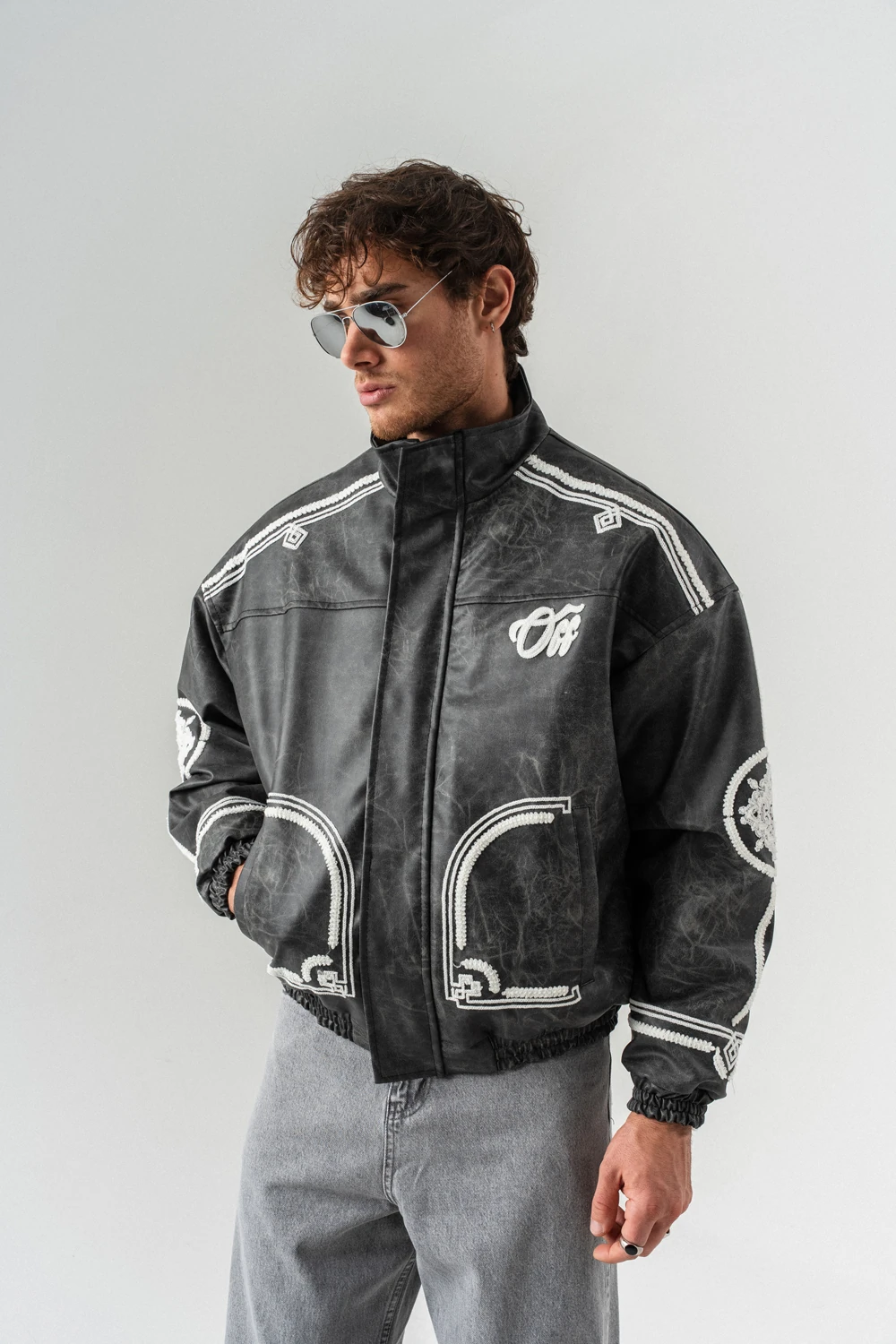 Stonepath Cep ve Nakış Detaylı Deri Mont