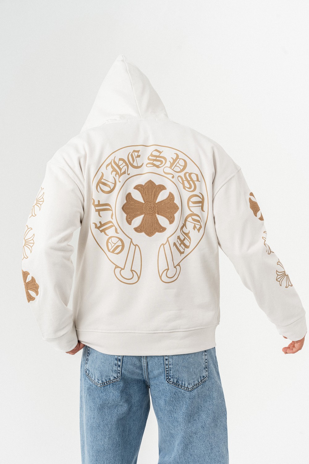 Streetcode Nakış Detay Fermuarlı Sweatshirt Hoodie - Beyaz