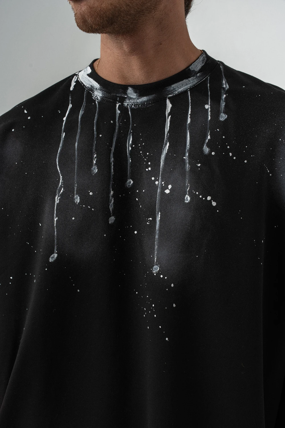 Drop Brush Bisiklet Yaka Sweatshirt