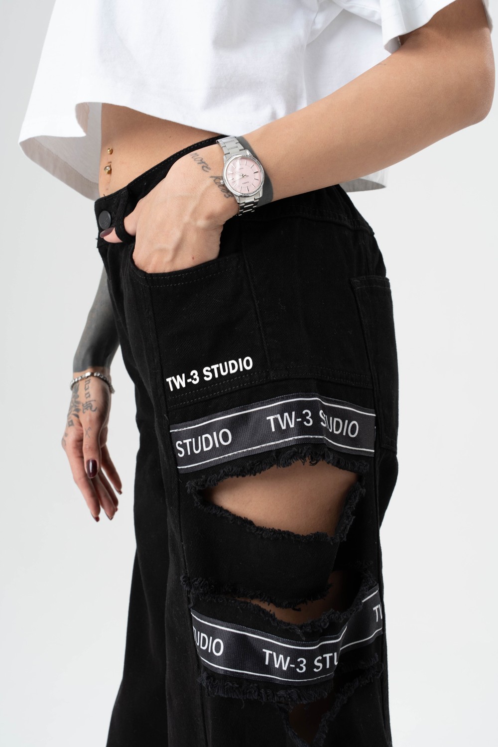 Wild Hype Kesik Detaylı Jean Baggy Kadın Pantolon