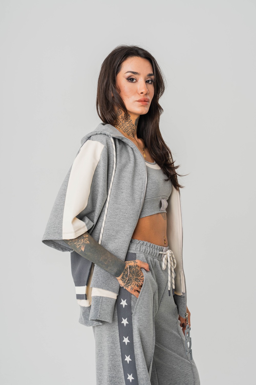 Stardrift Crop ve Kapüşonlu Kadın T-shirt 2'li Set